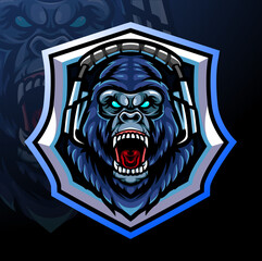 Gorilla head mascot. esport logo design