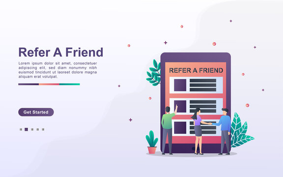 Landing page template of refer a friend in gradient effect style