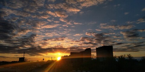 sunset over the city