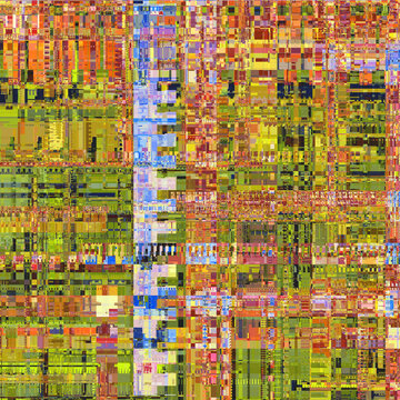 light yellow and orange glitch unique design abstract digital pixel noise error computer screen. © Visualism