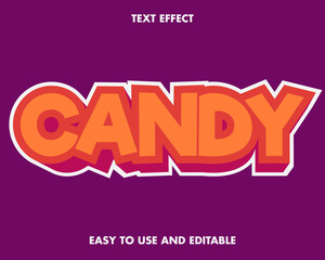Candy Text Effect. Easy to Use and Editable. Premium Vector Illustration