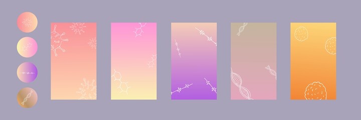 Gradient backgrounds with icons for social media stories.