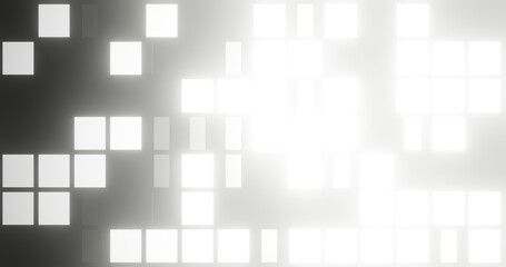 Render with bright glowing monochrome tiles
