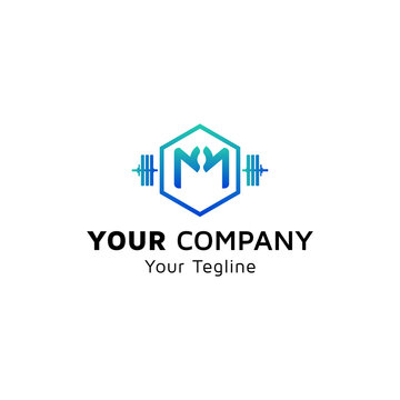 fitness logo image with letter M icon, idea of logo design