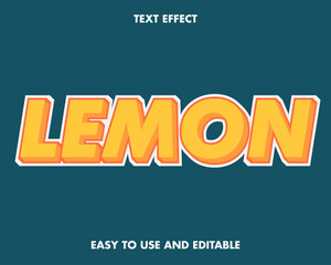 Fototapeta premium Lemon Text Effect. Easy to Use and Editable. Premium Vector Illustration