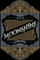 Moonshine vintage decorative ornate label design