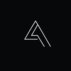 Creative Professional Trendy and Minimal Letter LA Logo Design in Black and White Color, Initial Based Alphabet Icon Logo in Editable Vector Format