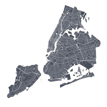 New York map. Detailed map of New York city poster with streets. Cityscape vector.