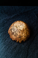 Handmade Ceramic Bowls and Cups Handcrafted with Traditional Ottoman Pattern on Dark Surface and Backround / Handicraft.