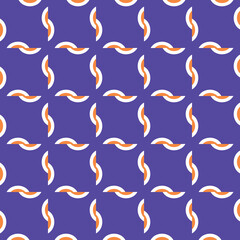 Vector seamless pattern texture background with geometric shapes, colored in purple, orange, white colors.