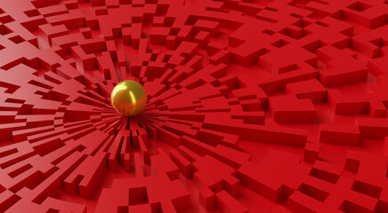 gold ball no red background,3d rendering design