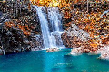 Te Lor Su Waterfall in beautiful nature in Umphang National Park, Thailand