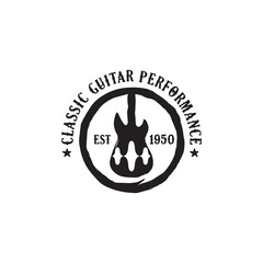Classic guitar logo design template