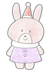 クリスマスをイメージしたピンクのうさぎ