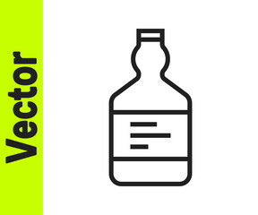Black line Tequila bottle icon isolated on white background. Mexican alcohol drink. Vector.
