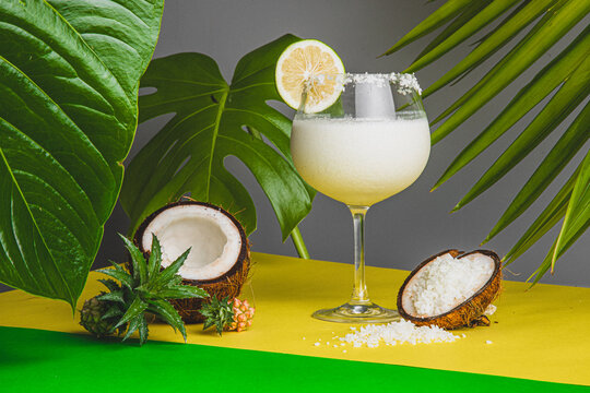 cocktail with coconut lemonade