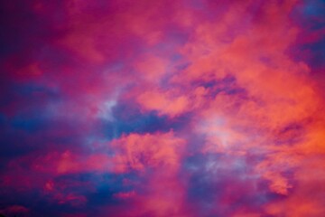 Fototapeta na wymiar pink and blue clouds in the sky for backgrounds