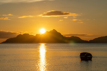 Beautiful sunset sea in El Nido on Palawan island