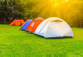 Tents for tourists, outdoors