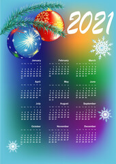 New year's calendar for 2021