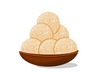 coconut,Nariyal laddu Indian Sweets or Mithai Food Vector