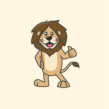 Funny lion head cartoon illustration