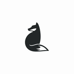 Fox silhouette logo black on a white background