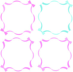 ドット、ストライプのシンプルなリボンフレーム四角