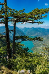Perucac lake and river Drina from Tara mountain in Serbia