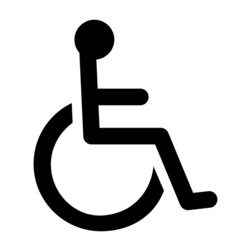 Disabled sign, black, white background For sticking to the front of the bathroom Vector illustration