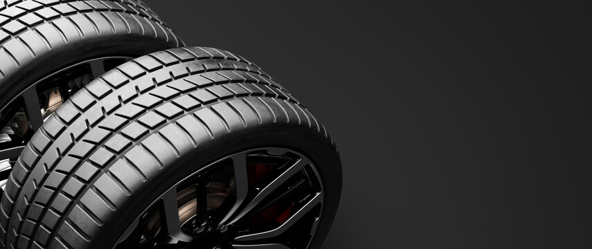 Wheels with modern alu rims on black