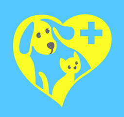 Veterinary clinic care logo, pets care hospital.