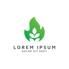 fire and leaf negative space logo design