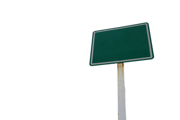 Blank green road sign on white background