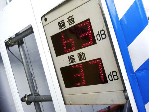 工事現場の騒音計と振動計