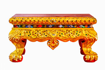 Wood carving table Beautiful gold