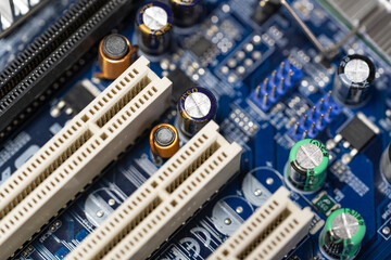 close up of computer circuit board