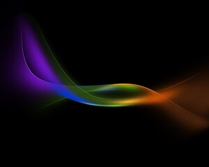 Abstract colorful lines on black background.