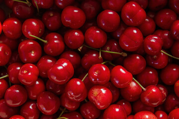 Fresh cherries top view