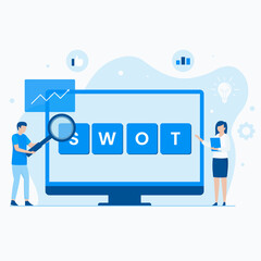 SWOT analysis flat vector concept. Illustration for websites, landing pages, mobile applications, posters and banners.