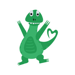 Funny dinosaur in cartoon style isolated on a white background. Bright cute animal characters for kids. Vector illustration