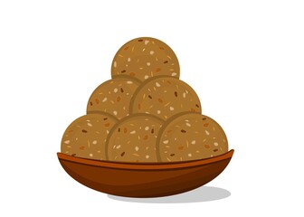 Methi,Fenugreek,sonth laddu Indian Sweets or Mithai Food Vector