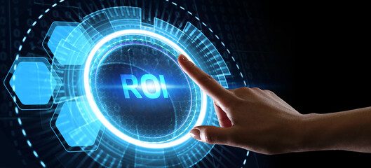 ROI Return on investment financial growth concept. Business, Technology, Internet and network concept.