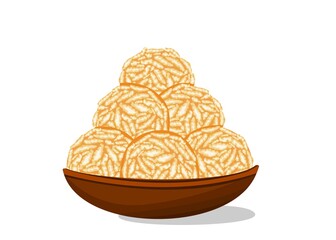 Murmura,Pori Urundai,Puffed Rice laddu Indian Sweets or Mithai Food Vector