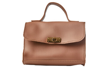 Woman brown leather bag isolated on a white background.