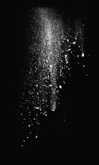 Obraz na płótnie Canvas white spiral vertical abstract dust overlay texture powder splash overlay explosion on black.