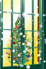 窓越しに見えるクリスマス