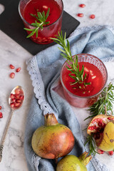 Homemade pomegranate juice, healthy refreshing drink