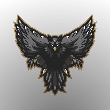 Eagle mascot logo design vector with modern illustration concept style for badge, emblem and t-shirt printing. Black Eagle for gaming