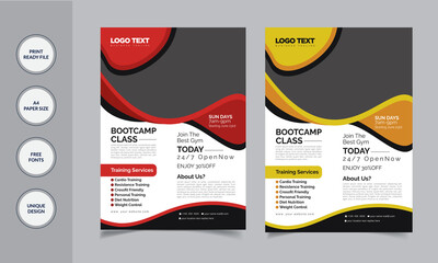 Fitness Boot Camp Flyer Template , Vector Design.

template details:
Easy Customization and Editable
2 Color Versions
Full  Vector Eps. File
Size: A4 (210X297)
300 DPI resolutions
